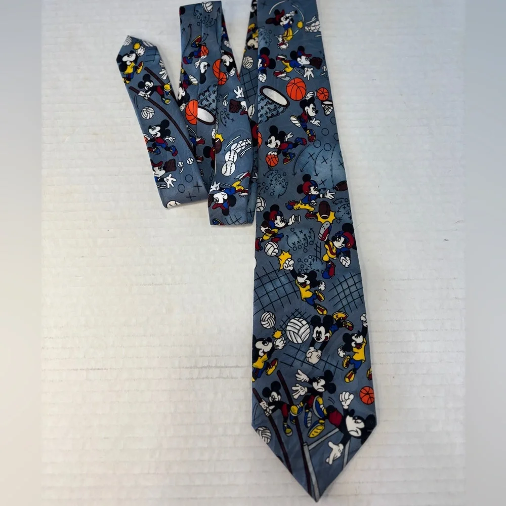 Vintage Disney Mickey Mouse Sports Tie in Blue 90’s Retro Sporty